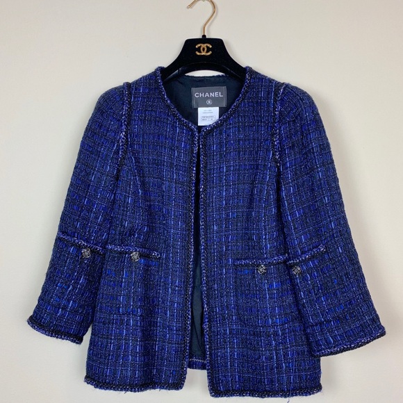 CHANEL Jackets & Blazers - Chanel Blue and Black multicolor tweed jacket